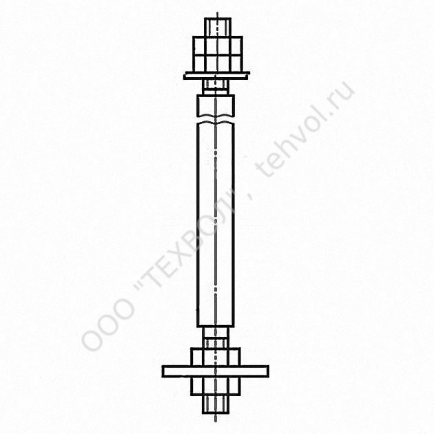 М56x900  Болт фундаментный тип 2.2 с анкерной плитой